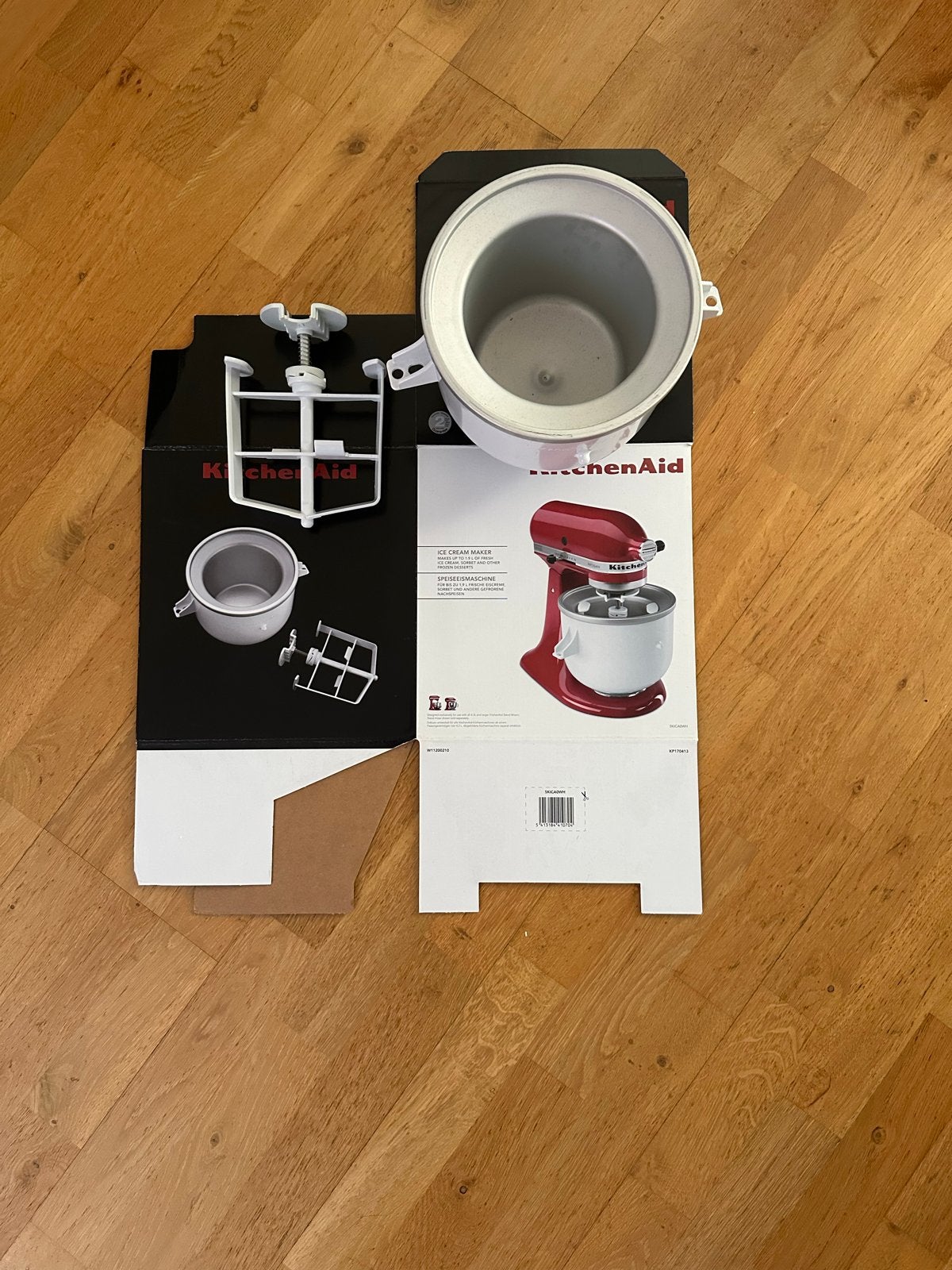 Kitchenaid ice cream maker met opzetstuk + handleiding, Ophalen, Gebruikt