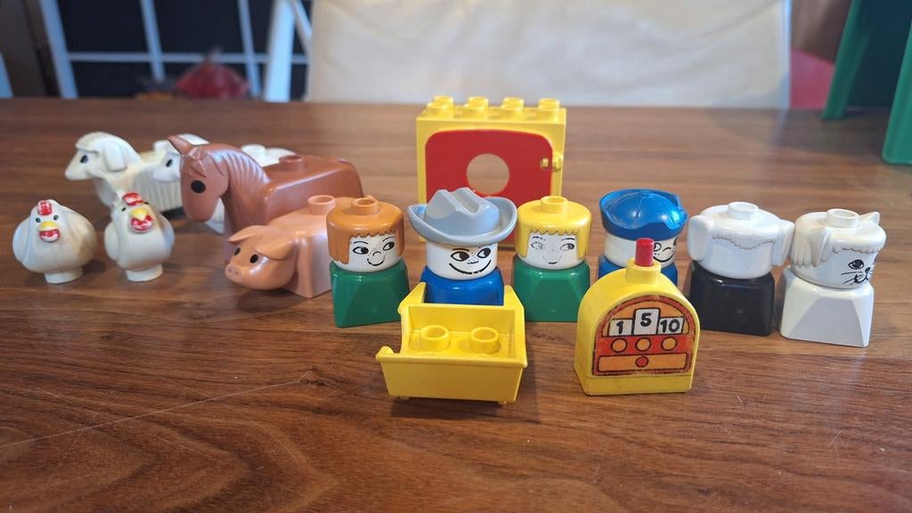 Vintage Duplo boerderij set met figuren en dieren, Ophalen, Gebruikt