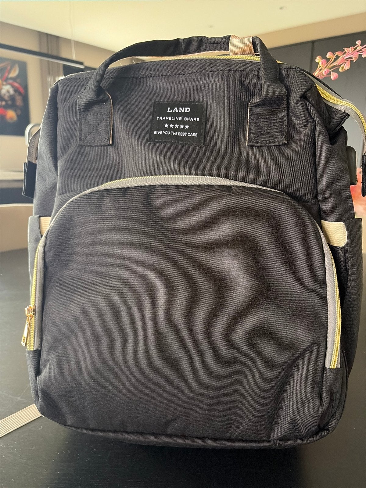 LAND luiertas met bedje - NIEUW, Kinderen en Baby's, Luiertassen, Overige merken, Zwart, Nieuw, Extra vakken