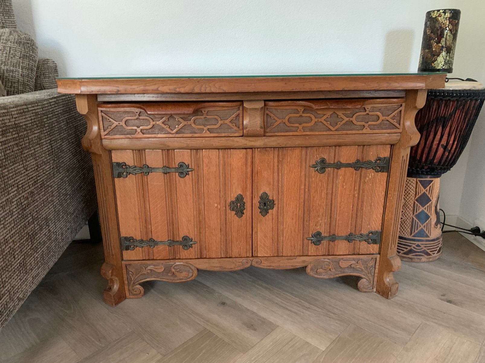 Eiken kastje, Antiek, Gebruikt, Eikenhout, 25 tot 50 cm