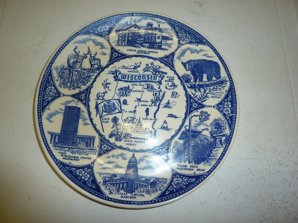 oude schotel wandbord wisconsin, Ophalen of Verzenden