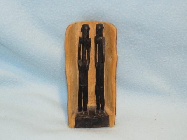 Houtsnijwerkje ebbenhout in de schors uit Kenya, Masai kunst, Minder dan 20 cm, Ophalen of Verzenden, Handgemaakt, Zwart