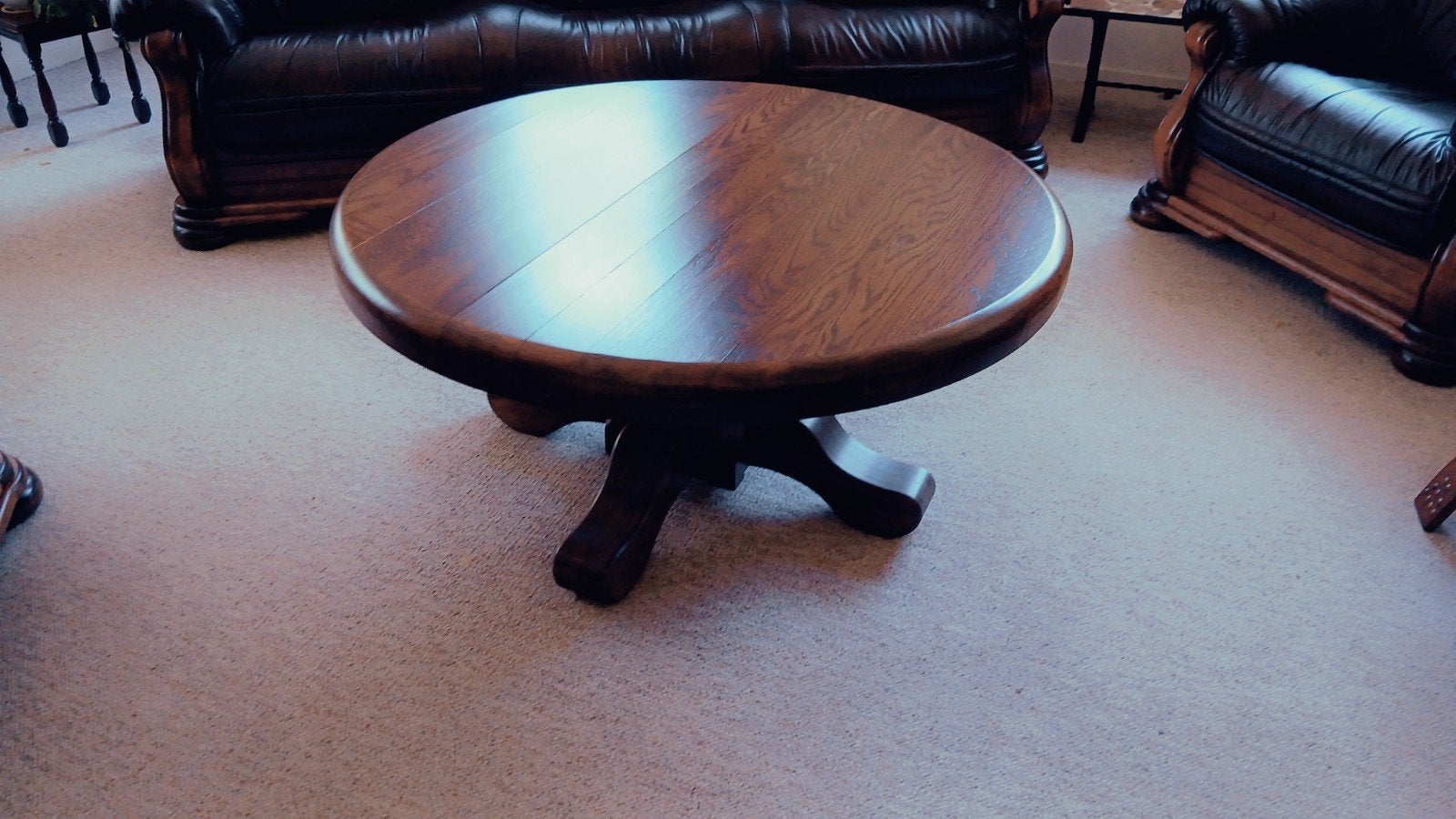 Zware Eiken Salontafel in Nieuwstaat, diameter 120 cm, Huis en Inrichting, Tafels | Salontafels, Ophalen, Zo goed als nieuw, Rond