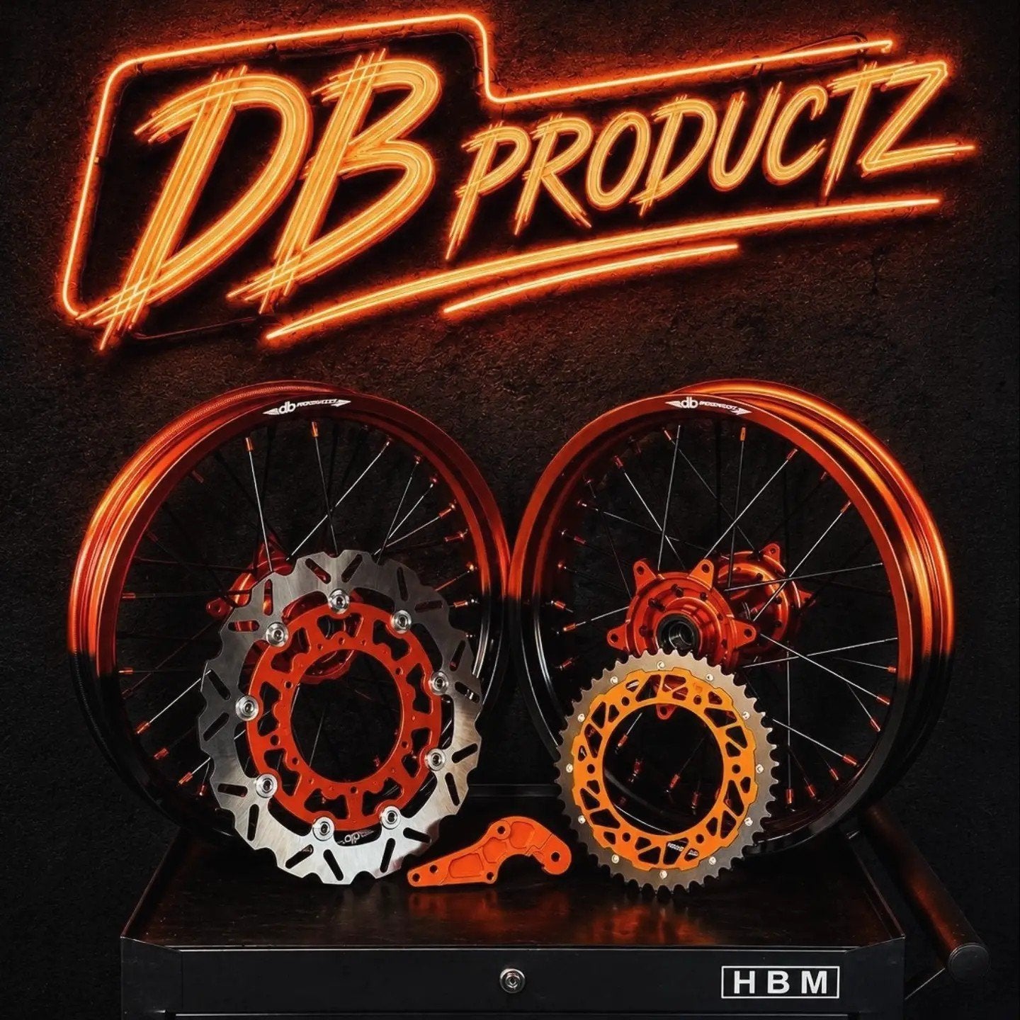 17 inch Supermoto Velgen Set - Oranje/Zwart, Ophalen of Verzenden