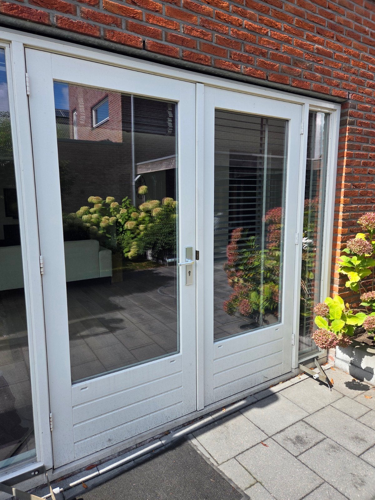 Terrasdeuren hardhout., Ophalen, Gebruikt, Deurkozijn, 225 cm of meer