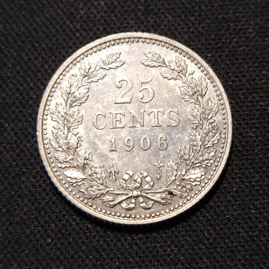 25 cent 1906, Verzenden, Zilver, 25 cent, Koningin Wilhelmina