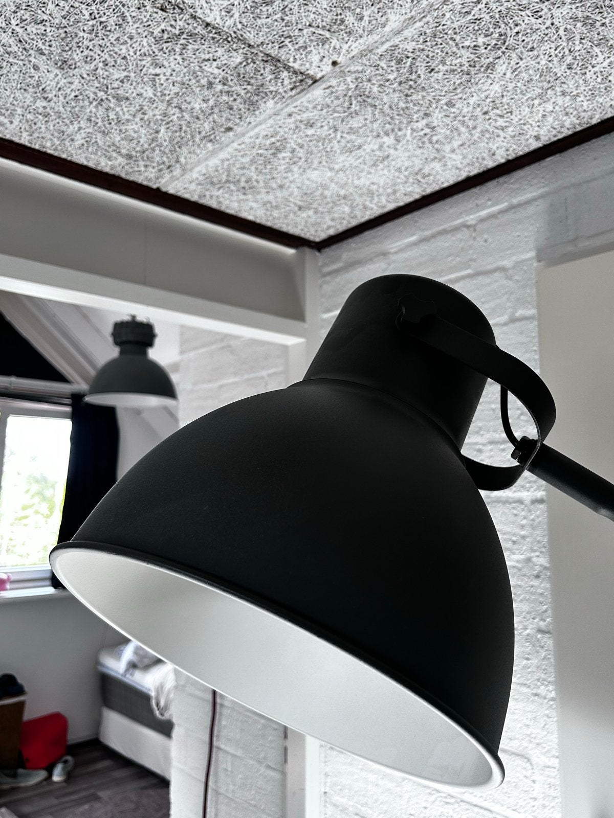 Set industriële hanglamp en staande lamp antraciet mat, Huis en Inrichting, Ophalen, Gebruikt, E27 (groot), Metaal