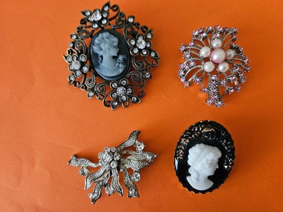 4 keer broches, Ophalen of Verzenden, Zo goed als nieuw, Overige kleuren, Overige materialen