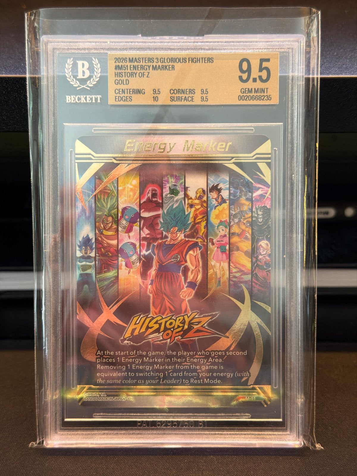Dragon Ball Super Card Game History of Z Gold Beckett 9.5, Ophalen of Verzenden, Zo goed als nieuw, Losse kaart