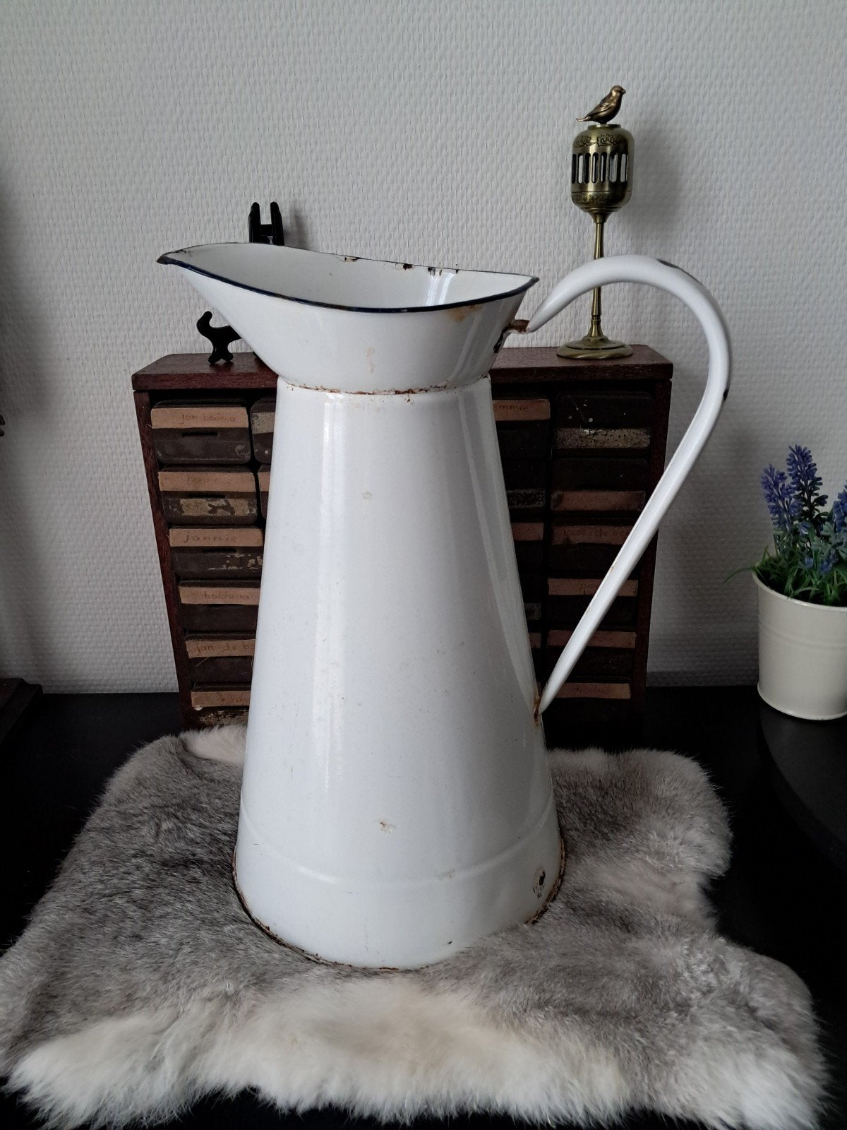 Vintage. Emaille Waterkan Lampetkan., Antiek en Kunst, Ophalen of Verzenden