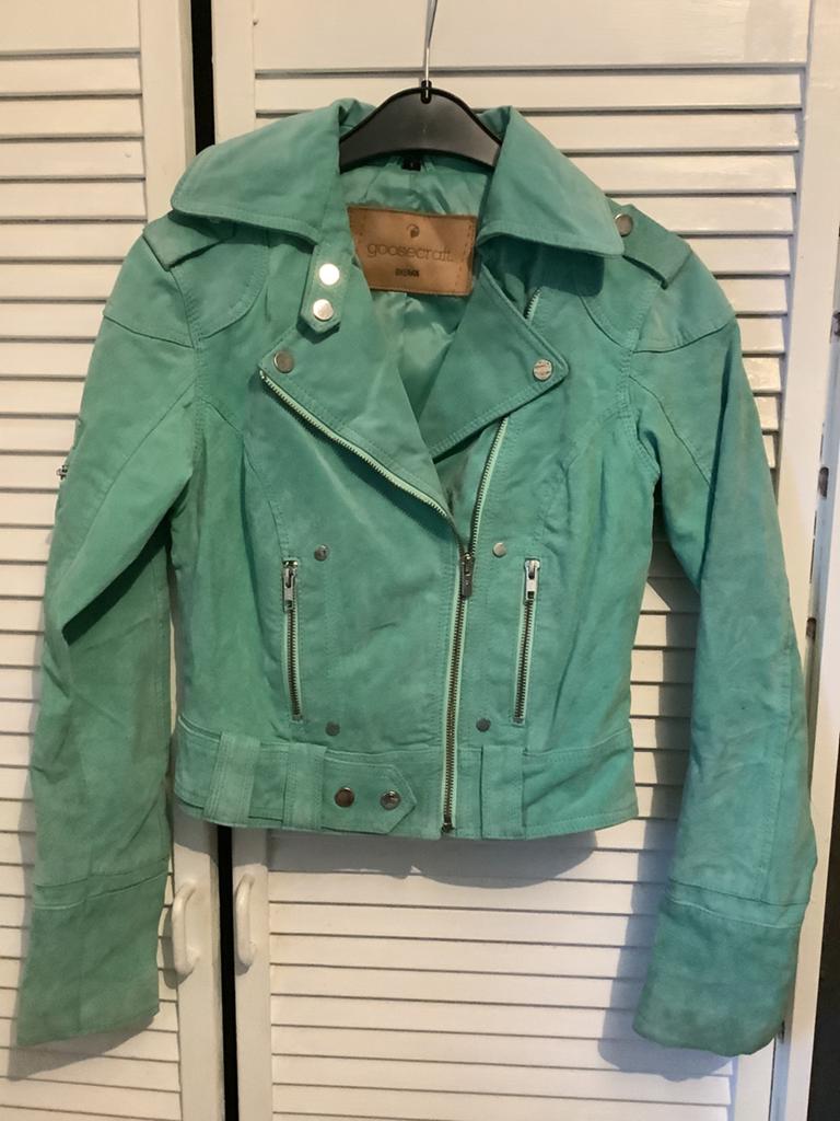 Goosecraft suède bikerjack - mintgroen, Ophalen of Verzenden, Zo goed als nieuw, Maat 36 (S), Groen