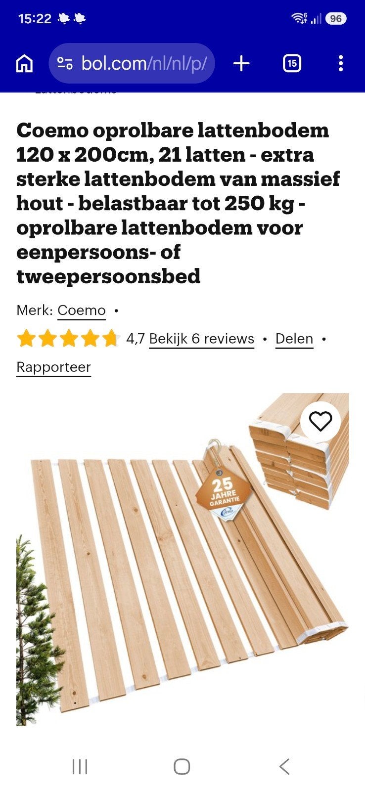 Lattenbodem voor bed 120 x 200, van massief hout, Ophalen of Verzenden, Zo goed als nieuw, Twijfelaar, 120 cm