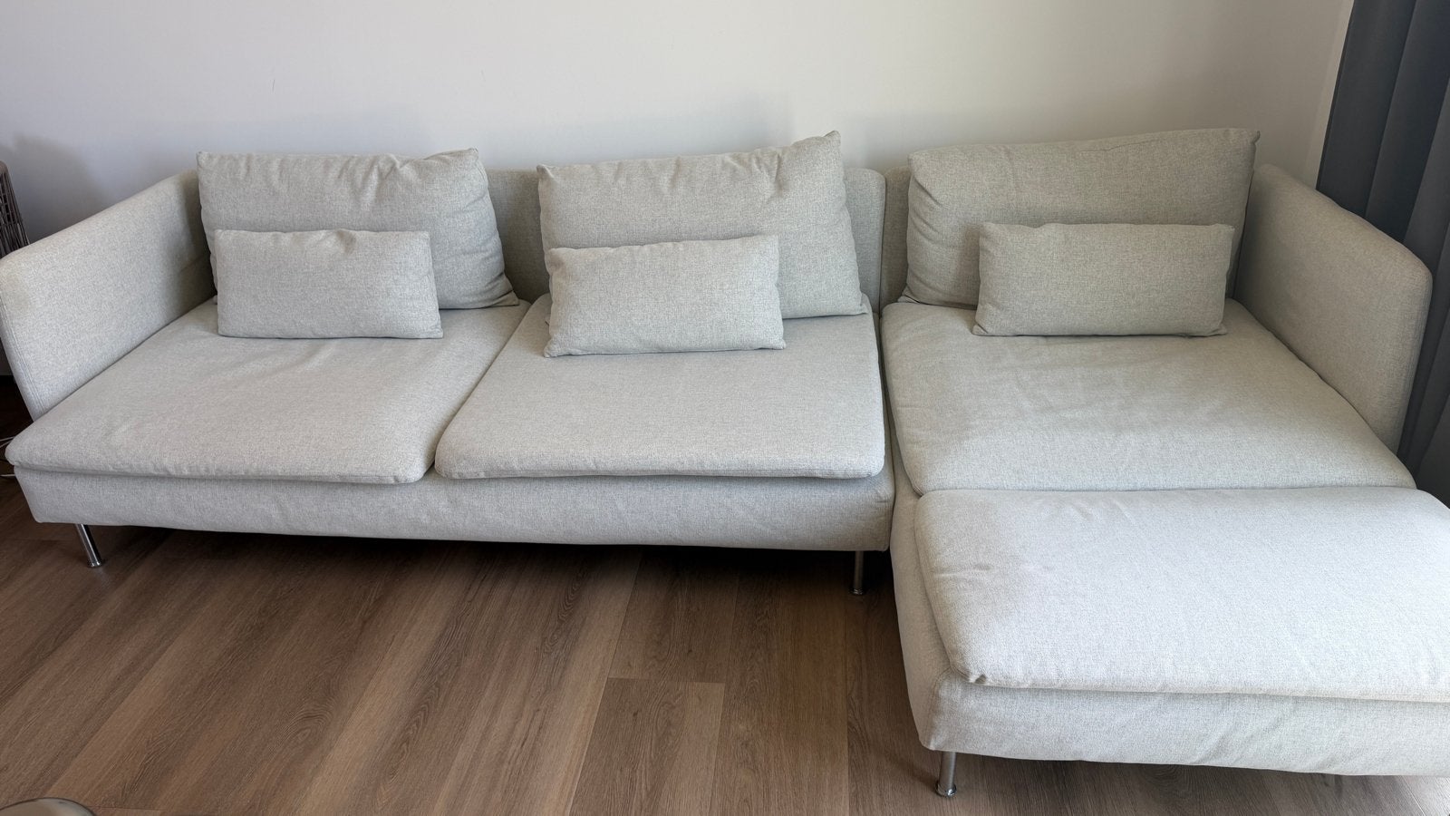 IKEA Söderhamn hoekbank met chaise longue, lichtgrijs, Huis en Inrichting, Banken | Bankstellen, Ophalen, 250 tot 300 cm, 100 tot 125 cm