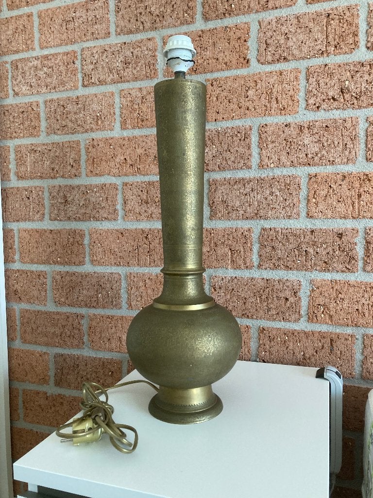 bewerkte messing lampenstandaard, Ophalen, Koper of Brons