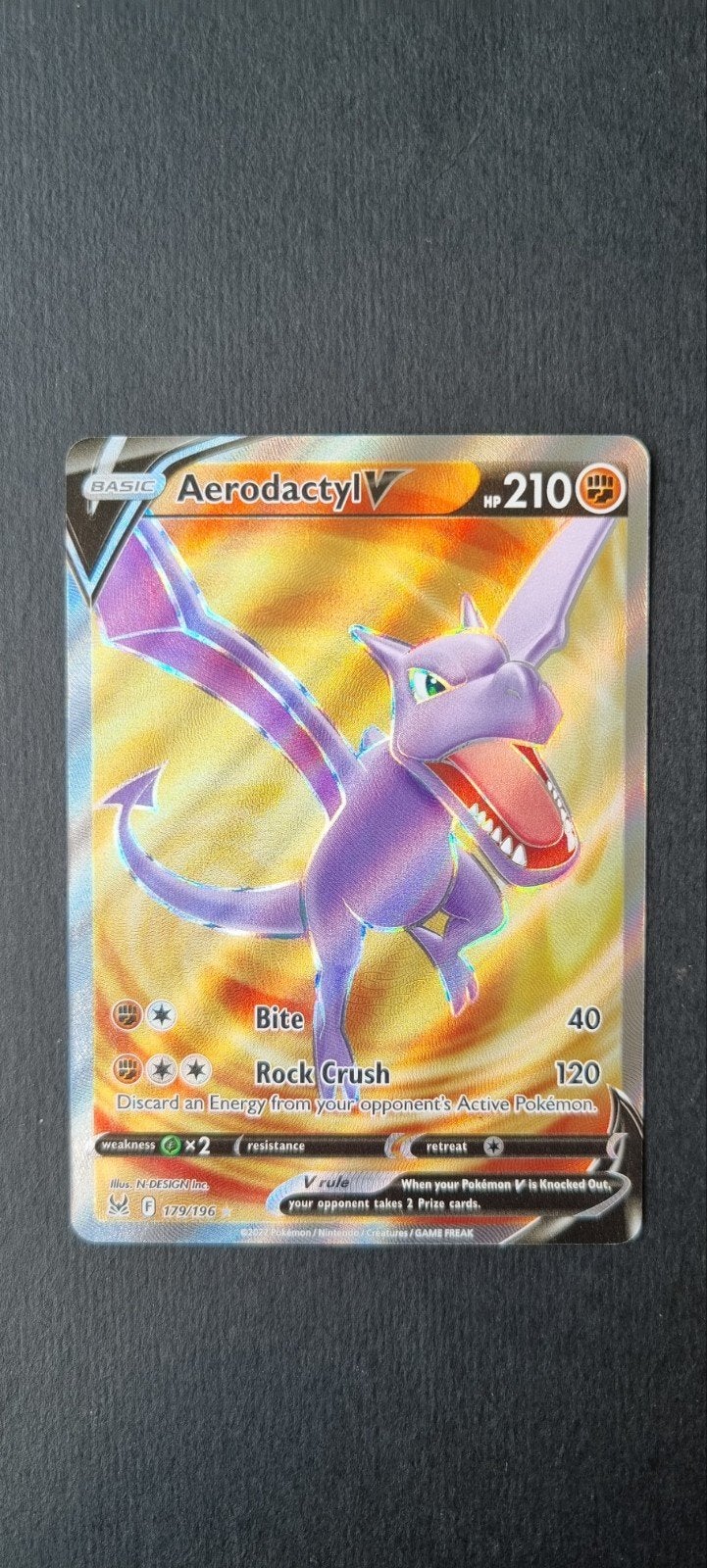Aerodactyl V LOR 179, Ophalen of Verzenden, Zo goed als nieuw, Losse kaart, Foil