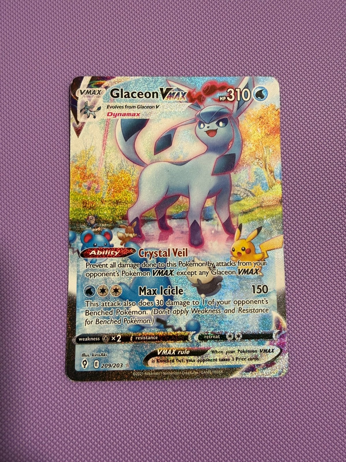 Glaceon VMAX Alt Art Evolving Skies 209/203 Pokemon Kaart, Ophalen of Verzenden, Zo goed als nieuw