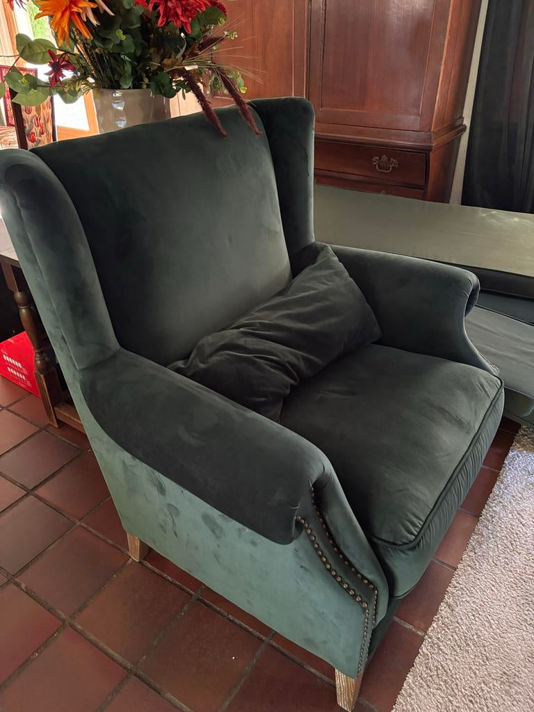 Stijlvolle Groene Fauteuil  - Zo goed als nieuw, Huis en Inrichting, Fauteuils, Ophalen, Zo goed als nieuw, Stof, 75 tot 100 cm