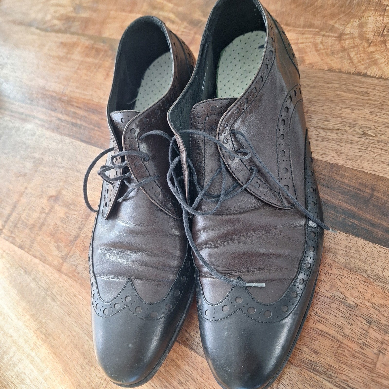 Vintage Italiaanse handgemaakte veterschoenen, maat 43, Bruin, Principe di Bologna, Ophalen of Verzenden, Gedragen