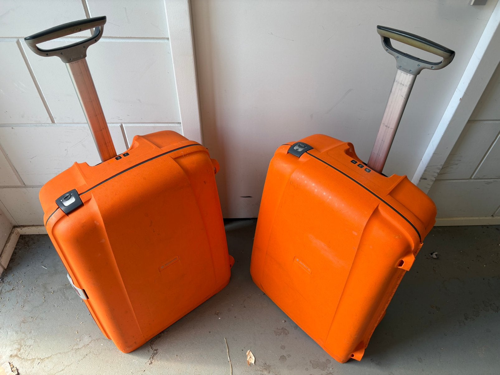 Samsonite Oranje Set Koffers Medium Formaat, Sieraden, Tassen en Uiterlijk, Koffers, Ophalen, Gebruikt, Hard kunststof, 70 cm of meer