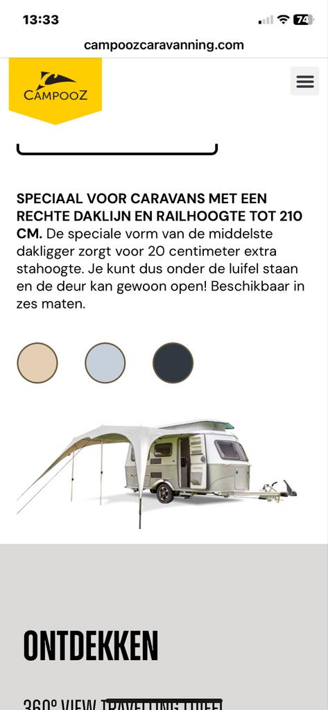 Campooz Caravanning Travelling Luifel 240 Eriba touring, Ophalen, Zo goed als nieuw, Polyester, Overige merken