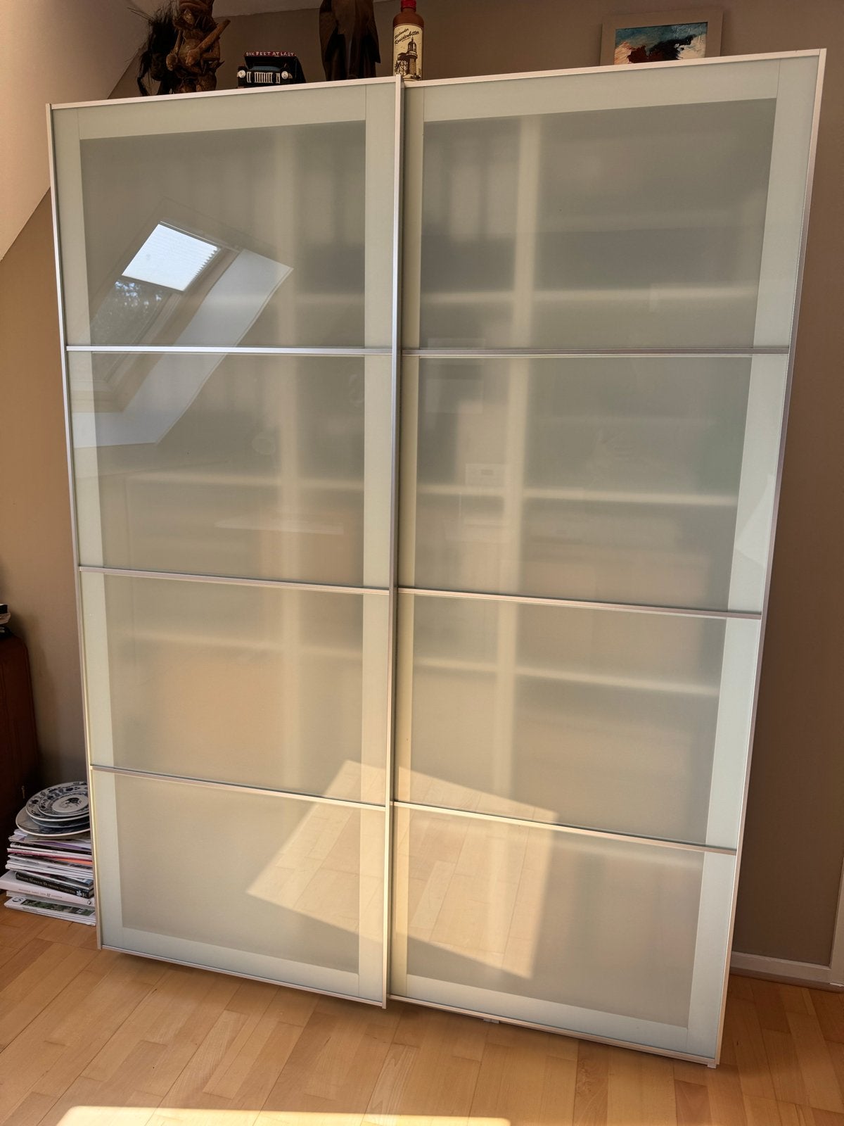 3 Billy kasten met schuifdeuren met melkglas, Huis en Inrichting, Kasten | Boekenkasten, Ophalen, Gebruikt, 100 tot 150 cm, 200 cm of meer