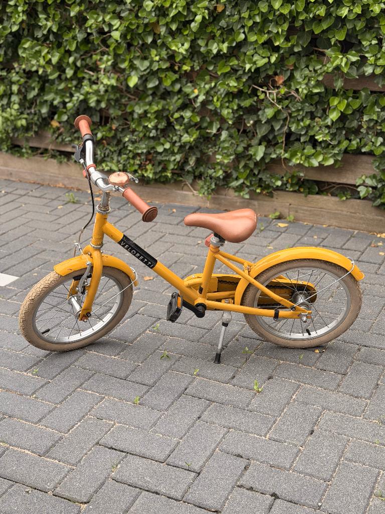 Veloretti kinderfiets 16” - stijlvol oker geel, Ophalen, Terugtraprem, Veloretti, 16 tot 20 inch