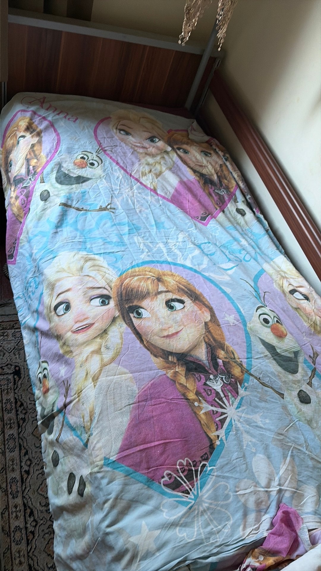Hoelaken met kussensloop frozen, Ophalen, Meisje, Wit, Dekbedovertrek
