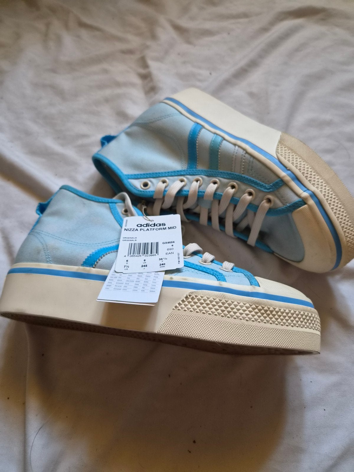 Adidas Nizza Platform Mid - Lichtblauwe Sneakers, Nieuw, Ophalen of Verzenden, Sneakers of Gympen, Blauw