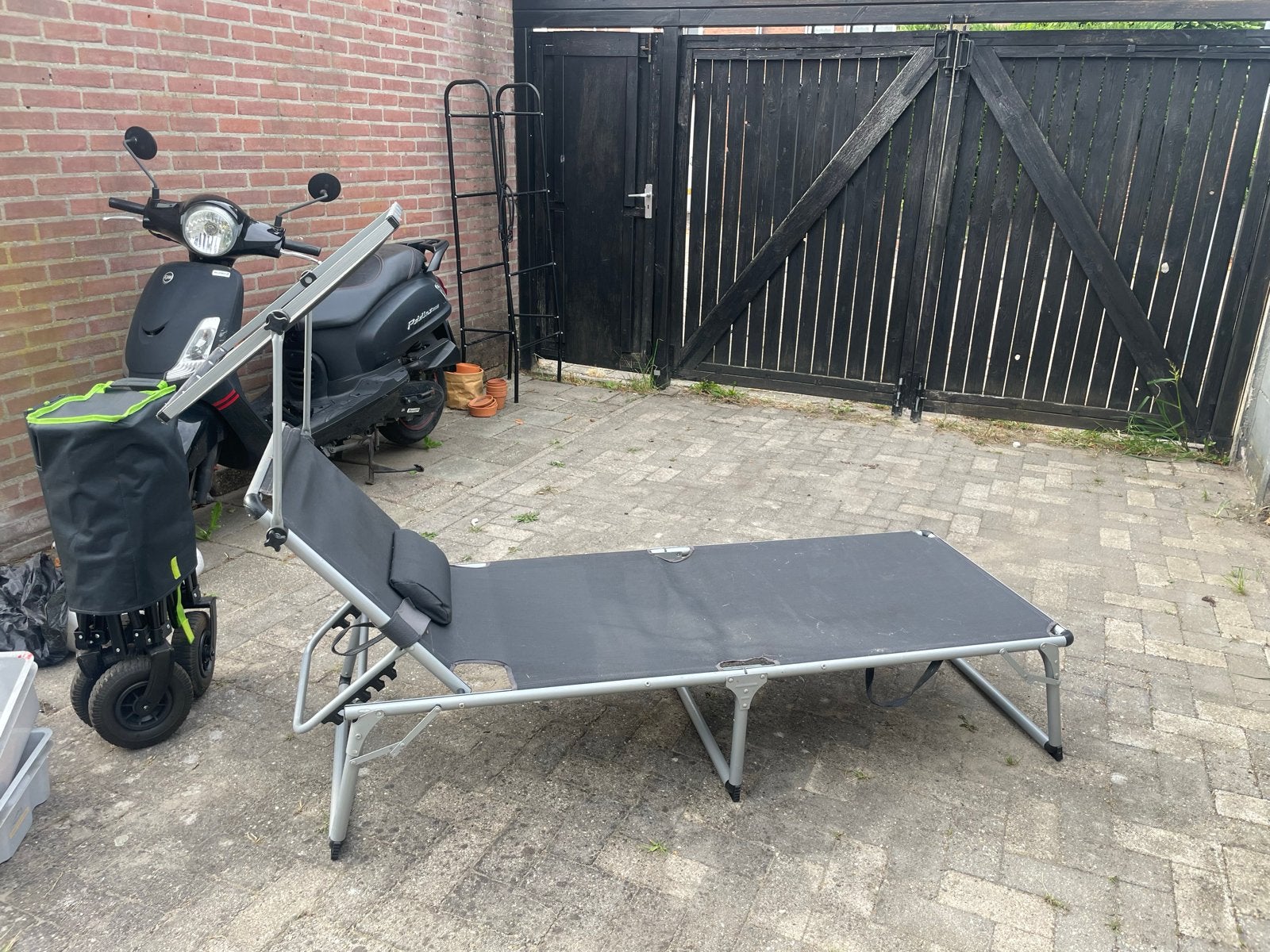 Lichtgewicht opvouwbare strandstoel met zonnescherm, Ophalen, Gebruikt, Aluminium, Inklapbaar