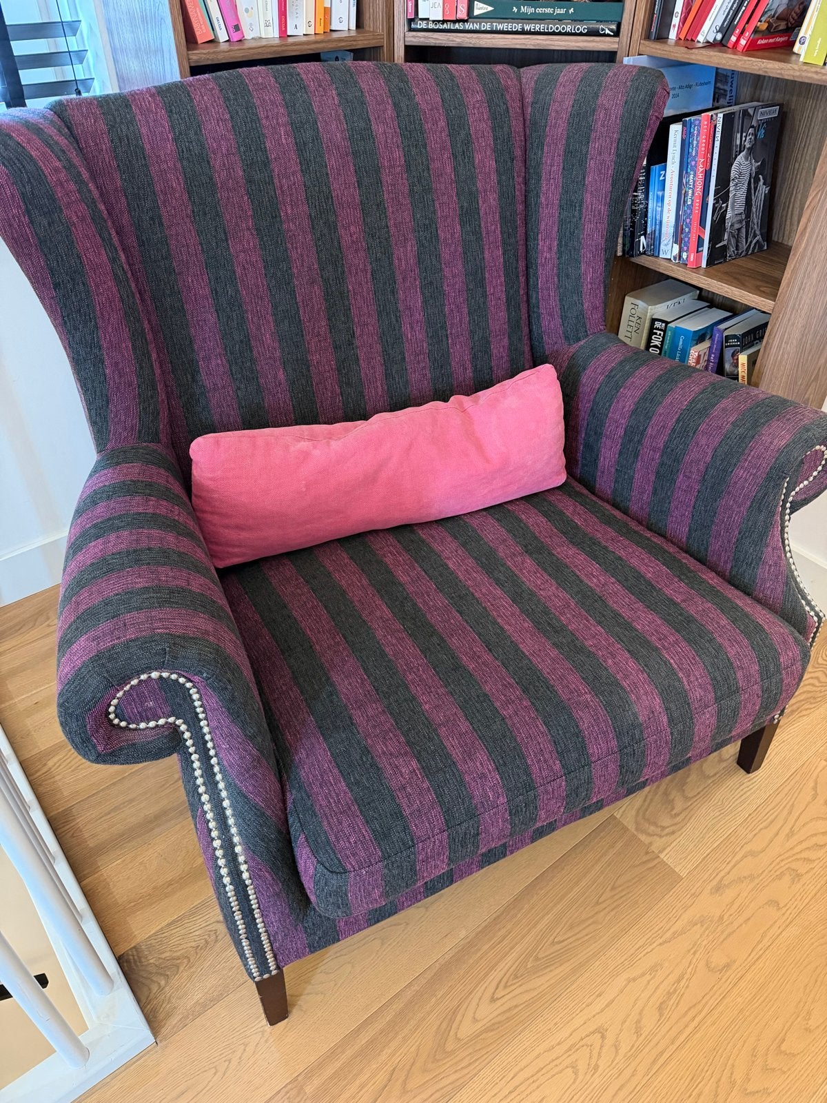 Comfortabele Loveseat - Paars/roze Gestreept, Huis en Inrichting, Fauteuils, Ophalen, Gebruikt, 75 tot 100 cm, 100 tot 125 cm