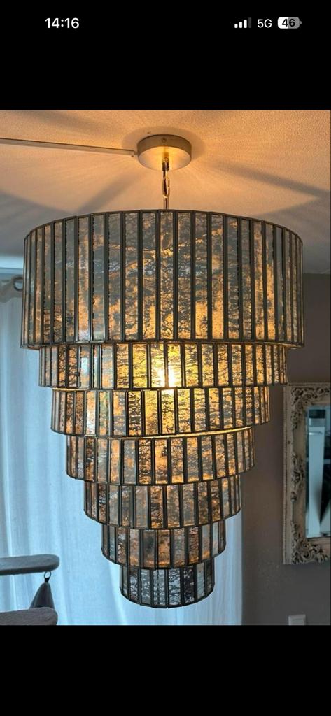 PTMD Ceylin Hanglamp XL - Stijlvolle Kroonluchter, Huis en Inrichting, Lampen | Hanglampen, Ophalen, Zo goed als nieuw, Glas, 75 cm of meer