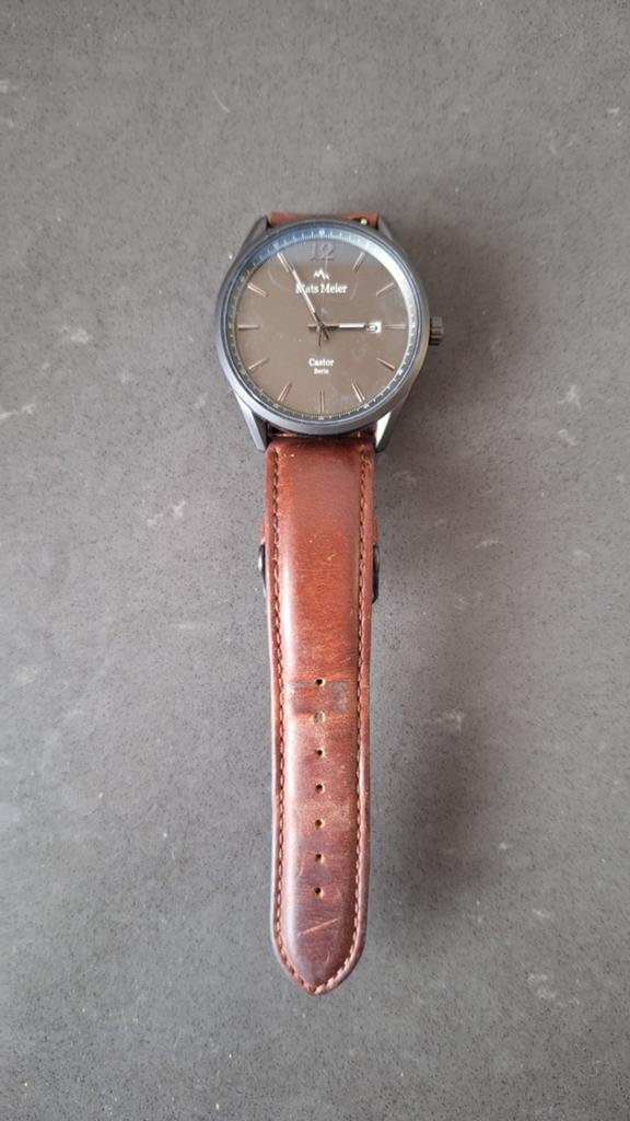 Mats Meier Castor Serie Herenhorloge - Bruin Leer, Overige merken, Staal, Polshorloge, Ophalen of Verzenden