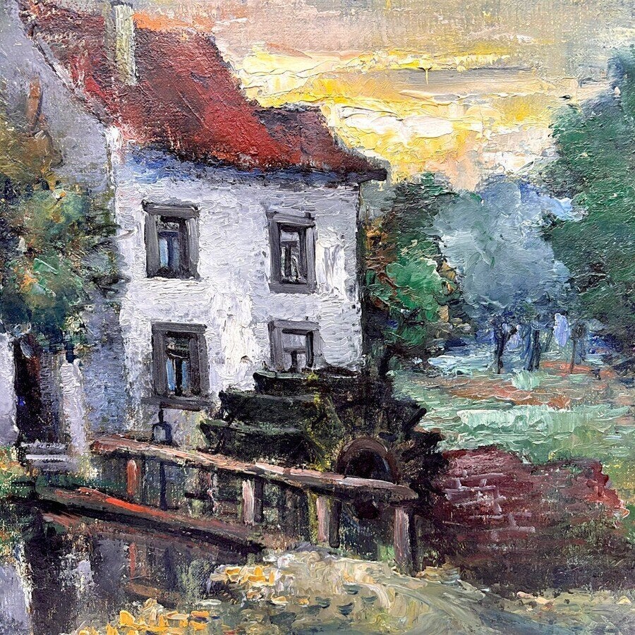 Waltère Jospeh Neuhof (1904-1982) Smokkelmolen Maastricht, Antiek en Kunst, Nederlandse school, Doek, Ophalen of Verzenden, Olieverf
