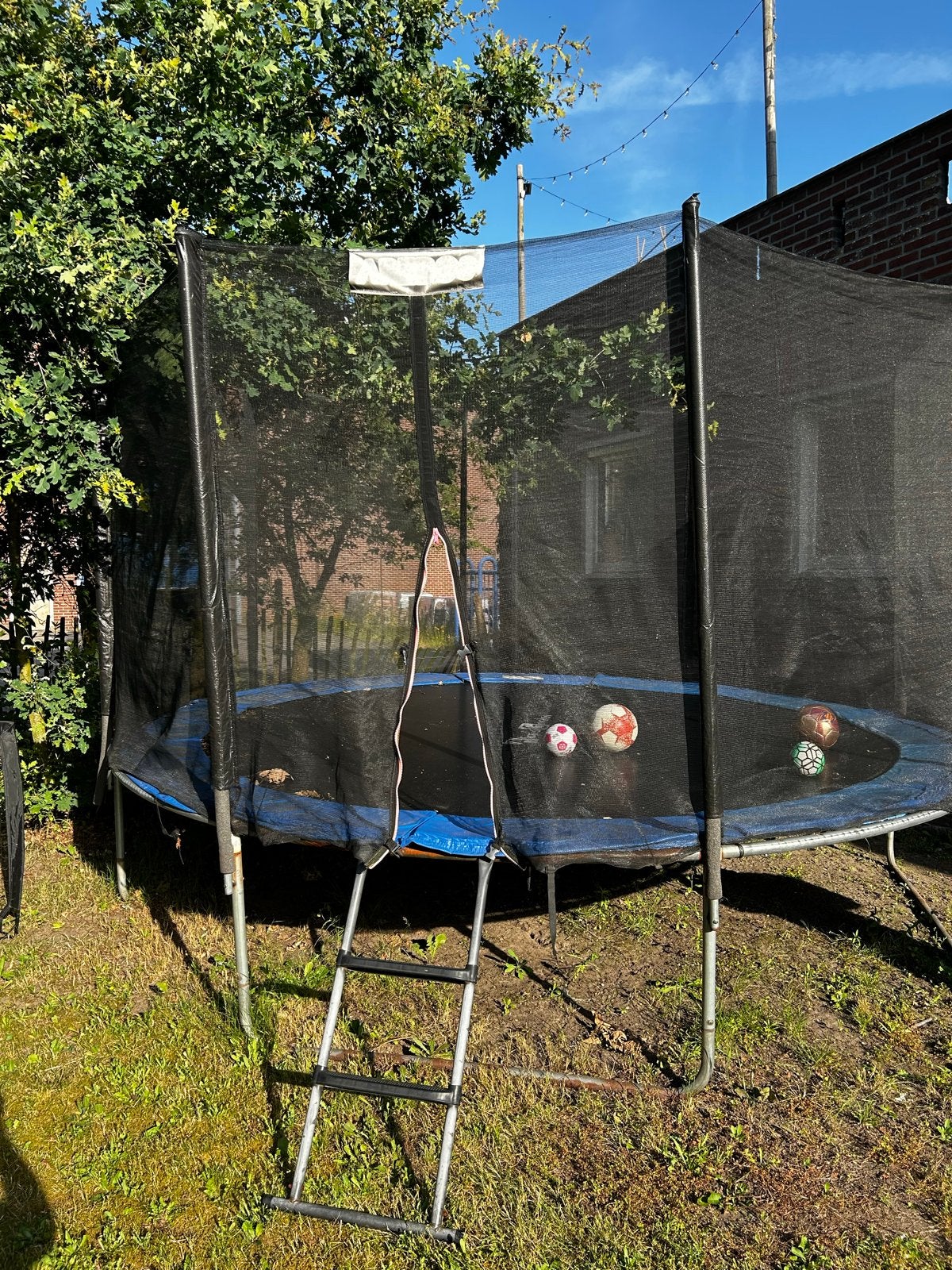 Trampoline met veiligheidsnet en ladder, Ophalen, Gebruikt