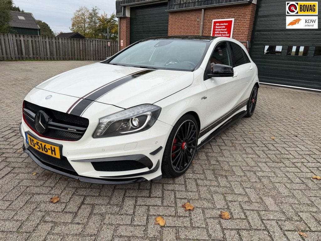 Mercedes-Benz A-klasse AMG 45 4MATIC Edition 1, Auto's, Automaat, Gebruikt, 4 cilinders, Wit