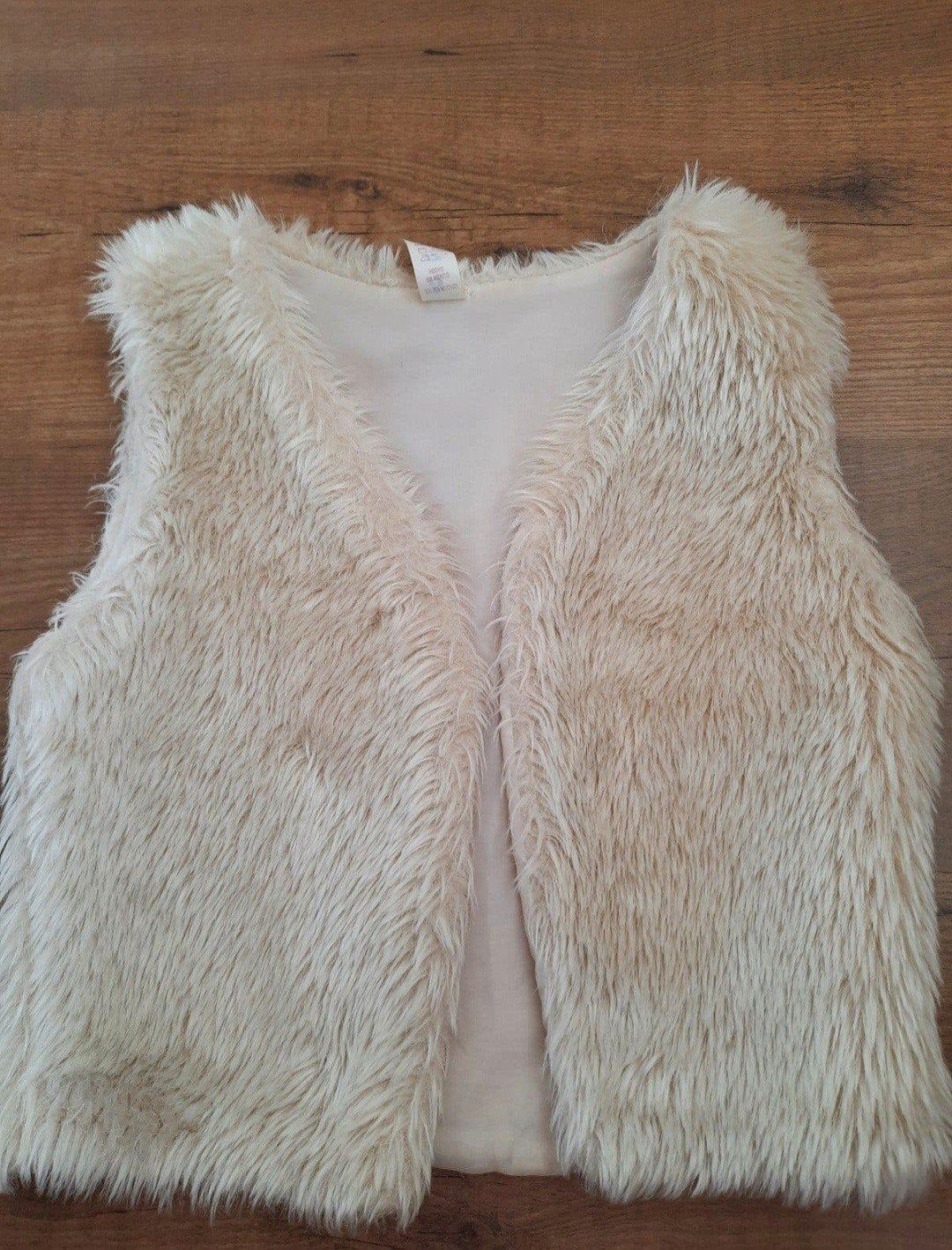 Mooi beige bont vestje maat 128-134, Ophalen of Verzenden, Zo goed als nieuw, Onbekend, Meisje