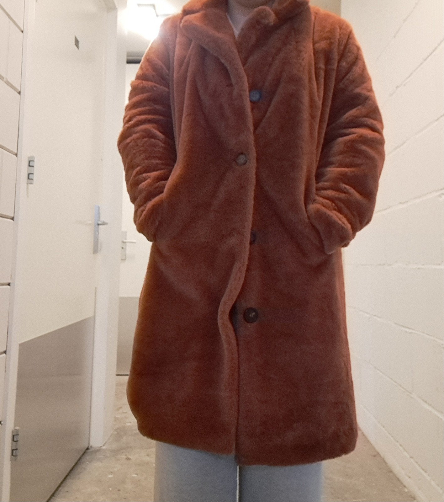 Norah bruine teddy jas – lange jas, Kleding | Dames, Bruin, Maat 46/48 (XL) of groter, Ophalen of Verzenden, Zo goed als nieuw