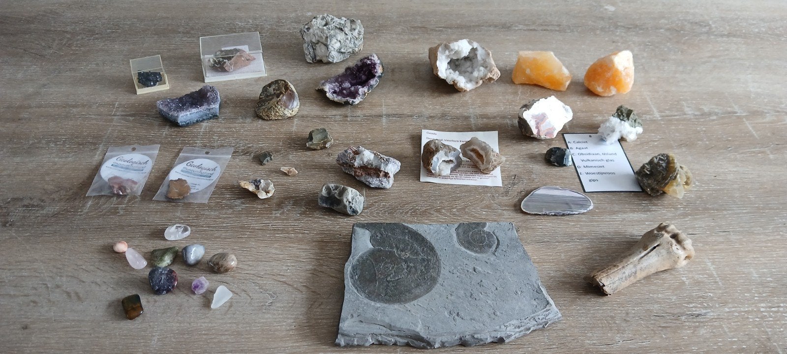 stenen geodes woestijnroos fosielen agaat mimesiet set steen, Ophalen of Verzenden, Mineraal