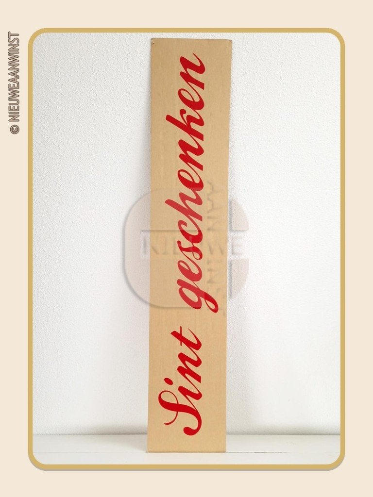 Nostalgische Sinterklaas banner Sint geschenken karton 70cm, Diversen, Verzenden, Zo goed als nieuw