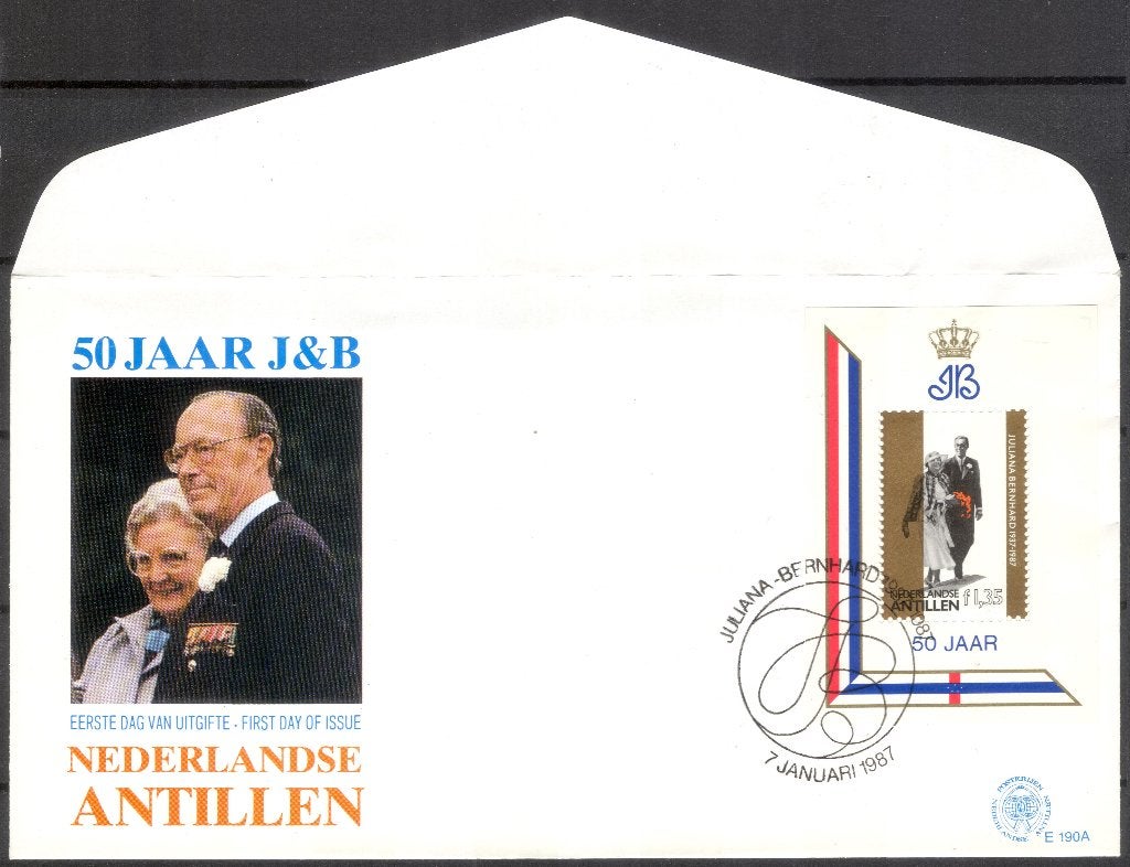 Nederlandse Antillen - 50 jarig huwelijk Juliana & Bernhard, Verzenden, Envelop