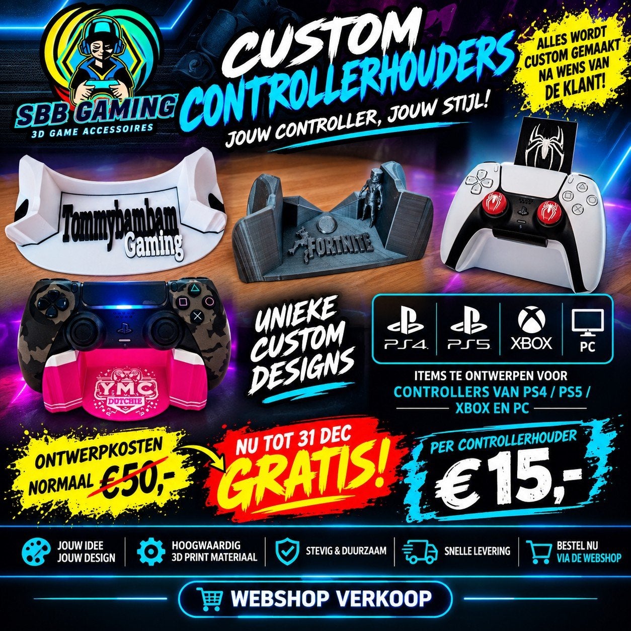 3D Custom Controller Houder - Jouw Stijl, Jouw Design!, Houder/standaard, Nieuw, Overige merken, PlayStation