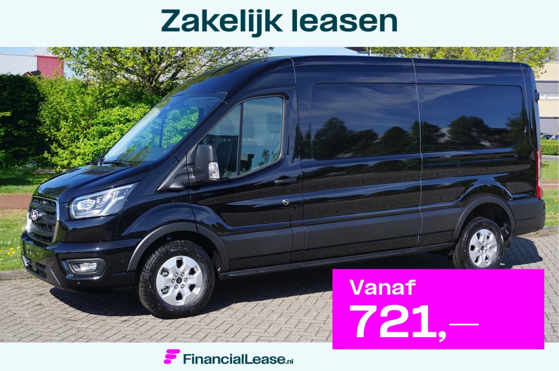 Ford Transit 350L L3H2 Limited AUT-8 165PK BPM VRIJ Navi, Ad, 4 cilinders, 2800 kg, Zwart, Bedrijf