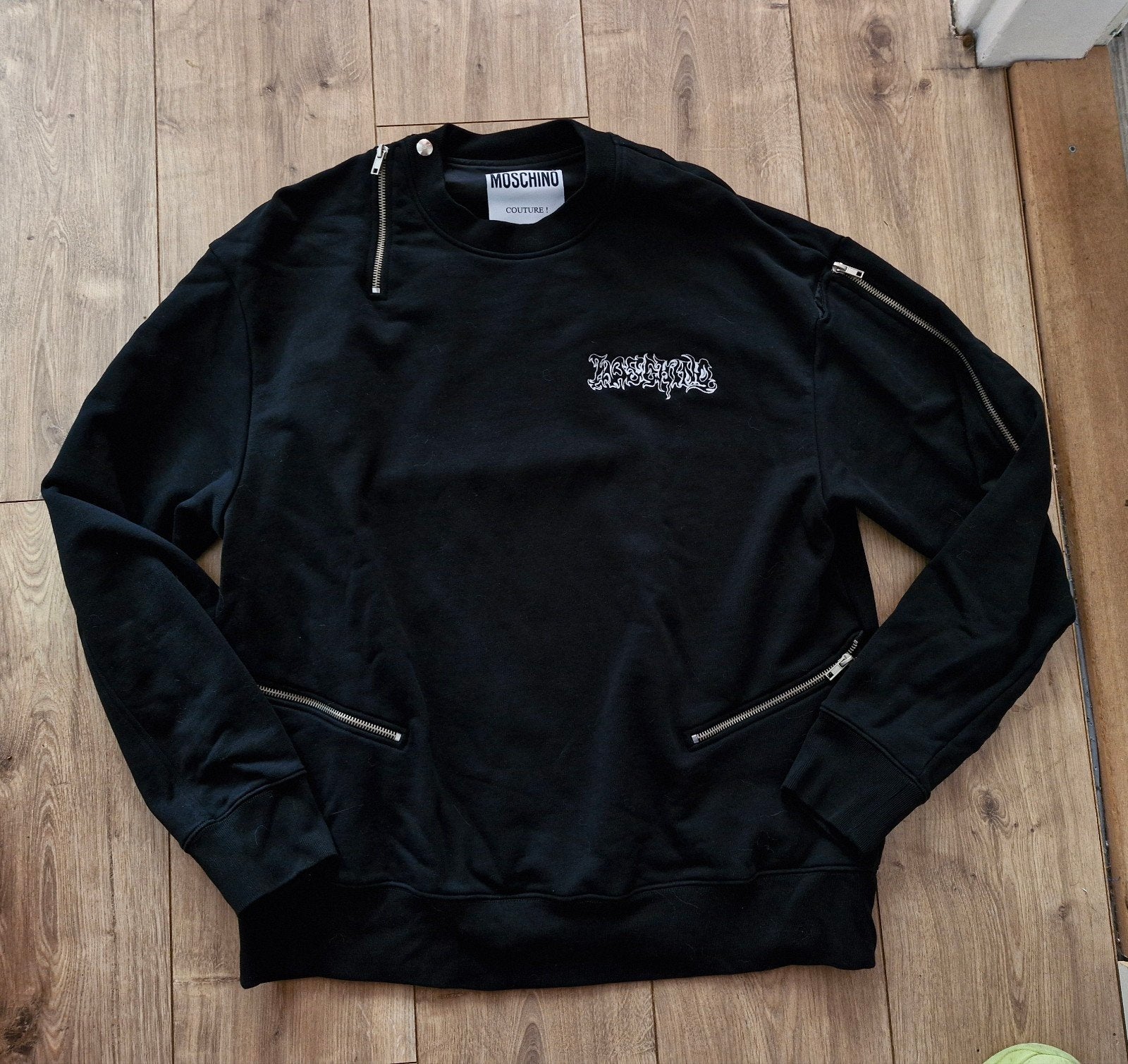 Moschino Couture sweater met ritsen maat L, Maat 52/54 (L), Moschino, Zwart, Nieuw