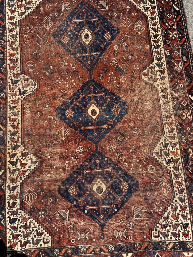 Antiek Afshar tapijt  240x173 cm – prachtig dessin &  charme, Gebruikt, Overige kleuren, 200 cm of meer, Ophalen of Verzenden