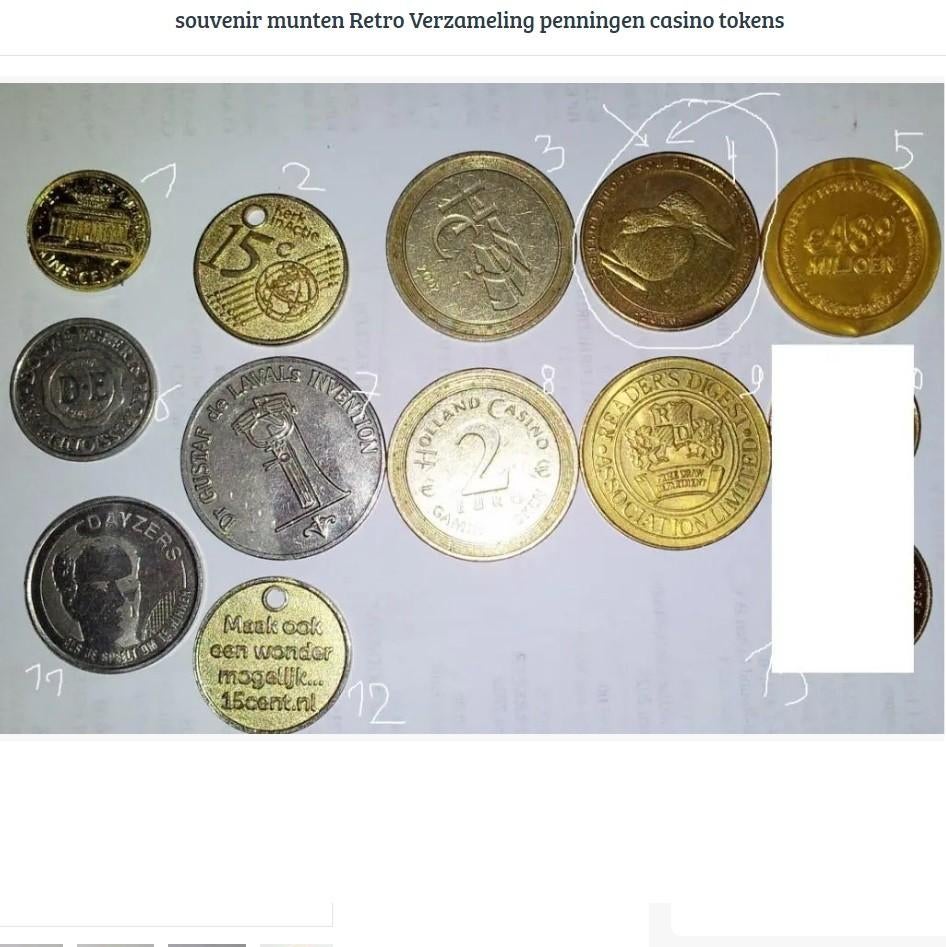 souvenir munten Retro Verzameling penningen casino tokens, Ophalen of Verzenden, Overige materialen