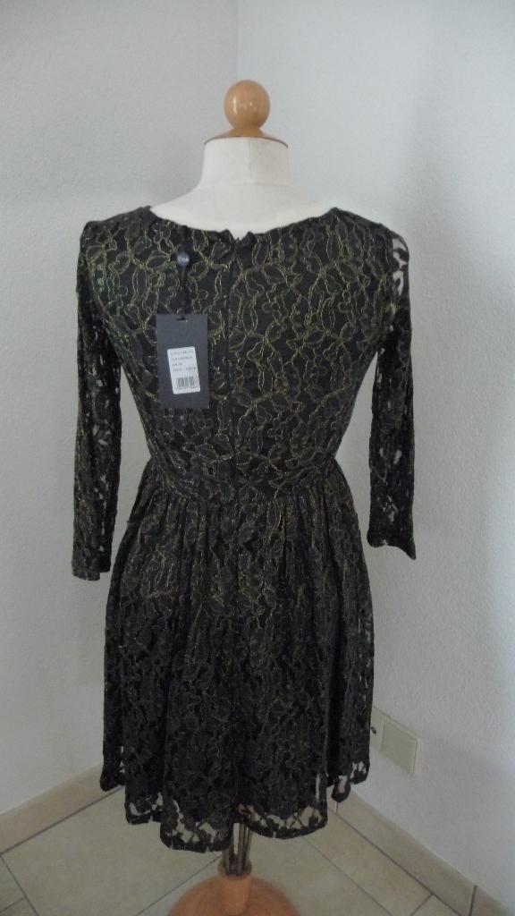 zwarte jurk met gouden motief 36-S, Kleding | Dames, Jurken, Zwart, Ophalen of Verzenden, Zo goed als nieuw, Maat 36 (S)