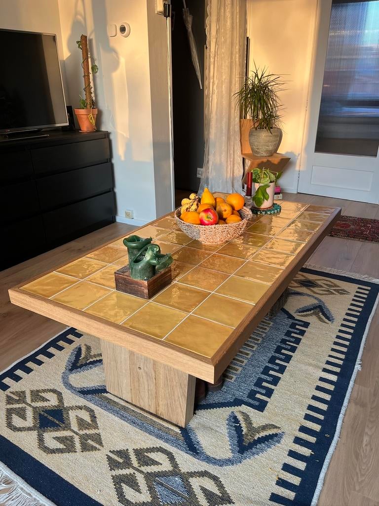 Handgemaakte salontafel, 100 tot 150 cm, Zo goed als nieuw, Rechthoekig, 50 tot 100 cm