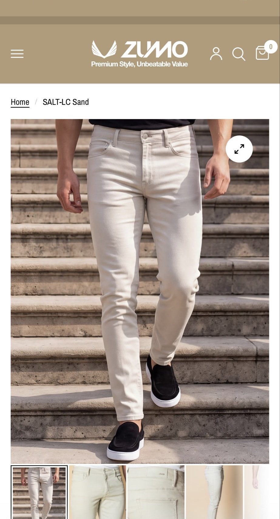 ZUMO SALT-LC Sand Heren Broek €59.95 Slim Fit Chino Maat 34, Ophalen of Verzenden, Nieuw, Overige maten, Beige