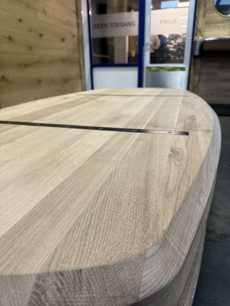 Eikenhouten grote en brede ovale tafelbladen bijna foutvrij!, Hout@hameren.nl, Hertog van beijerenstraat 2a, Eikenhout, Nieuw