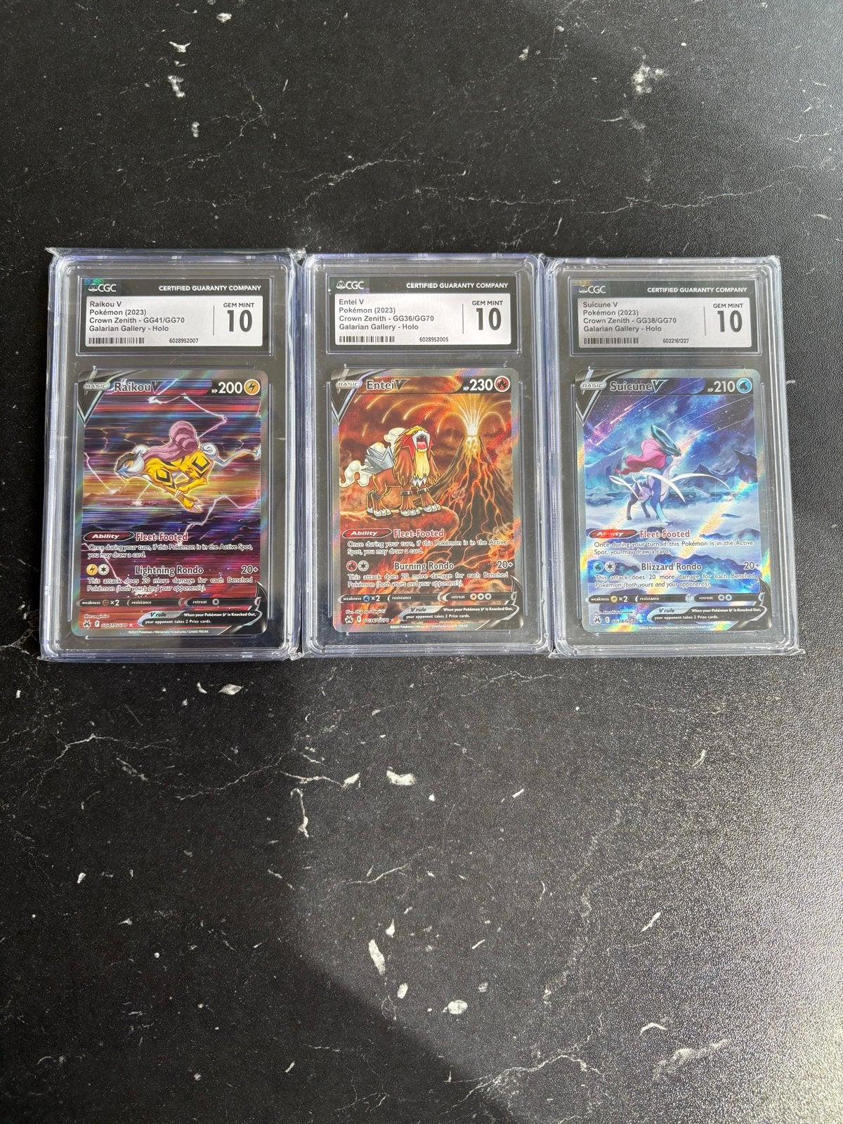 Pokémon CGC 10 Raikou V, Entei V, Suicune V Crown Zenith, Ophalen, Nieuw, Meerdere kaarten, Foil